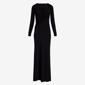 Boat Neck Long Sleeve Ruched Top Maxi Dress